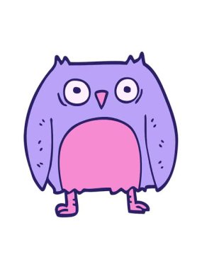 Komik karikatür baykuşunun titreşimli hareket animasyonu