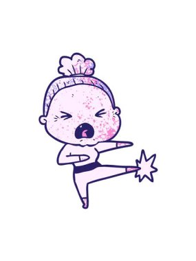 Kızgın yaşlı kadının hareketli animasyonu