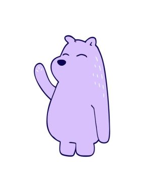 Neon ışık efektleri çizgi film karalama ayısının el sallamasının canlandırması