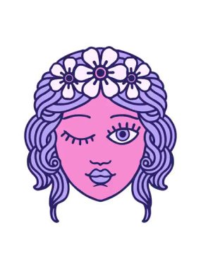 Göz kırpan yüz dövme biçiminin canlandırma efektini piksel hale getir