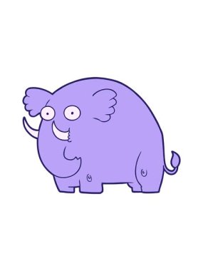 Bir fil çizgi filminin dönen hareketi.