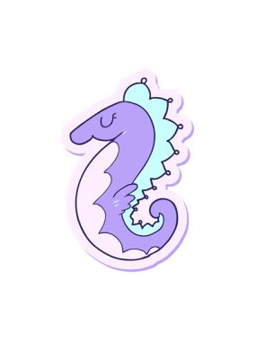 Bir karikatür deniz atının hareketli çıkartması