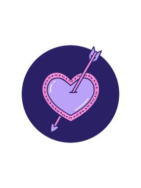 Bir okun ve kalbin dövme stili tasarımının yıldız patlaması etkisi animasyonu