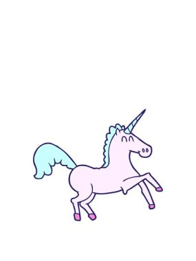 Çizgi film tek boynuzlu at görüntüsünün animasyonu açılıyor