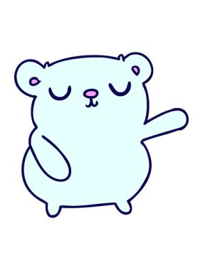 Güzel bir ayının serbest el çiziminin neon ışık efekti animasyonu