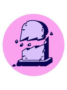 Kırık bir mezar taşının ikonik dövme görüntüsünün neon ışık efekti animasyonu