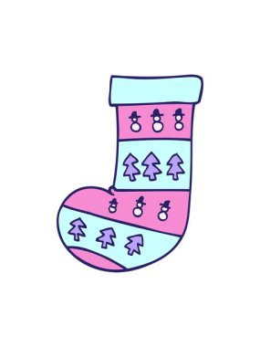 Yılbaşı çorabının karikatürünün hareketli baskısı