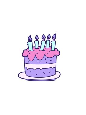 Çizgi film doğum günü pastasının yatay titreşimli animasyonu