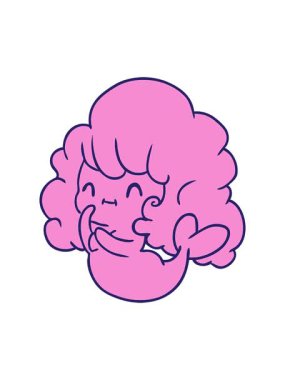 Çizgi film canlandırması kawaii sevimli hayalet denizkızı baskısı.