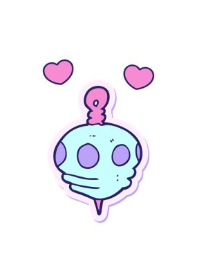 Bir çizgi film Noel dekorasyonunun çıkartmasının dönen kalp animasyonu