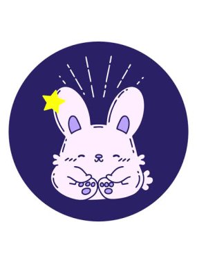Parlayan yıldızlar dövme stili mutlu tavşanın animasyonunu etkiler.