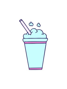 Dönen hareketli el animasyonu çizilmiş tuhaf çizgi film buzlu içeceği