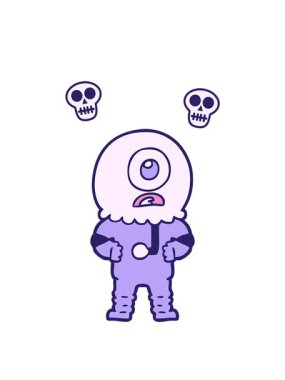 Kiklops 'un dönen kafatası animasyonu uzaylı uzay adamı çizgi filmi