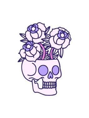 Dövmenin geleneksel kafatası ve gül stilinde hareketlendirilmesi