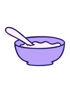 Titreyen hareketli el animasyonu çizilmiş tuhaf bir çorba kasesi.