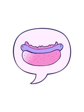 Konuşma baloncuklu çizgi film hot-dog 'unun pürüzsüz gradyan stili bölünme etkisi