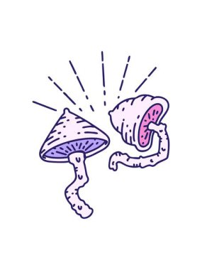 Geleneksel dövme stili mantarların hareketli canlandırması