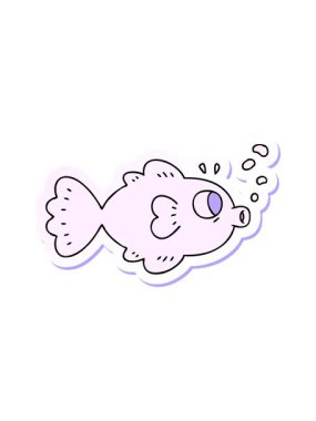 Garip bir el çizimi balığın hareketli çıkartması.