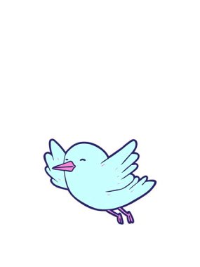 Çizgi film kuşlarının yükseliş ve yüzme animasyonları