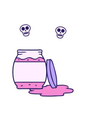 Çilek reçelinin el çiziminin kafatası animasyonu