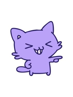 spinning motion animation of cartoon of a cat pointing and laughing