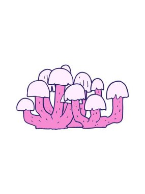 Bir mantarın karikatür dizaynının hareketli animasyonu