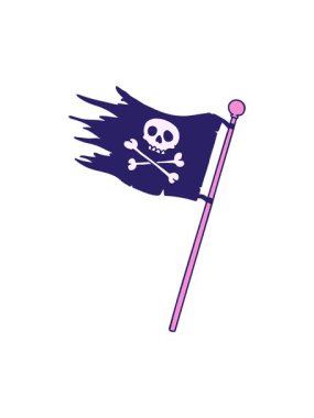 Korsan bayrağı karalaması çizilmiş el çiziminin dikkat çekici animasyonu