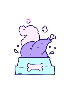 Çizgi filmin animasyonunu güçlendir. Pişmiş hindiyi bir köpek kasesine tıkıştırıp mutlu bir Noel yavrusu yap.