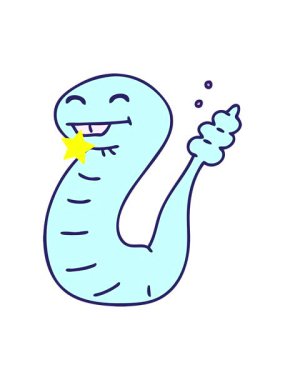 Parlayan yıldızlar mutlu bir yılanın çizgi filminin animasyonunu etkiler.