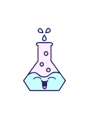 Bir bilim şişesinin karikatür çiziminin dikkat çekici animasyonu