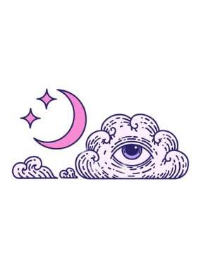 Ay yıldızlarının ve bulut dövmesi tasarımının simli etkisi