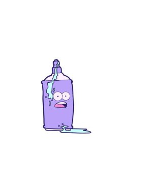 Çizgi film sprey boya kutusunun yatay titreşimli animasyonu