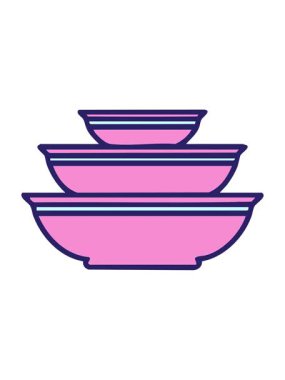 Seramik yemek kaseleri yığını hareketli animasyon çizimi