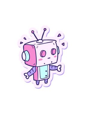 Çizgi film robotunun çıkartmasının basınçlı canlandırması