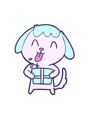 Noel hediyeli çizgi film köpeğinin hareketli animasyonu