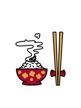 Yanıp sönen radyal çizgiler buharda pişen pirincin desenli kasede canlandırılması