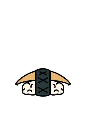 Japon ikura suşi ve pilavının hareketli animasyonu.