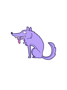 Aç kurt çizgi filminin canlandırması yükseliyor ve yüzüyor.