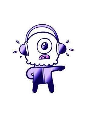 Çizgi film Tepegöz 'ün neon ışık efektleri uzaylı uzay adamının müzik dinlemesi.