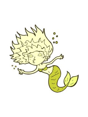 Çizgi film deniz kızı çiziminin renk animasyonu değişiyor