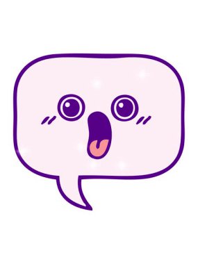 Parlak renkli bir konuşma baloncuğunun sevimli karikatürünün ışıltı etkisi