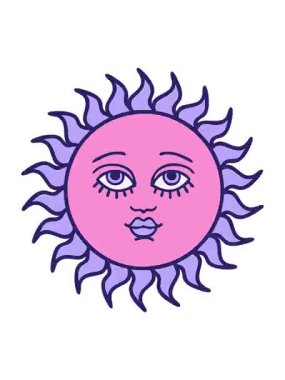 Titreyen hareketler ikonik dövme görüntüsü, yüzü olan bir güneşin.