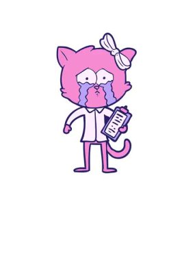 Bir karikatür kedi yavrusu karalaması yükselir ve yüzer