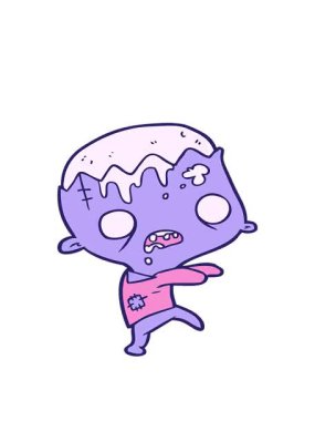 Tatlı zombi çizgi filminin hareketli animasyonu