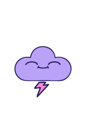 Fırtına bulutu dizaynının sevimli karikatürünün animasyonunu büyütüyor