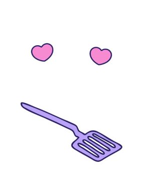 dönen kalp animasyonu el çizimi tuhaf çizgi film spatulası