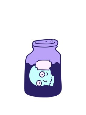 Kavanozda el çizimi çizgi film kafasının animasyonunu büyütüyorum.