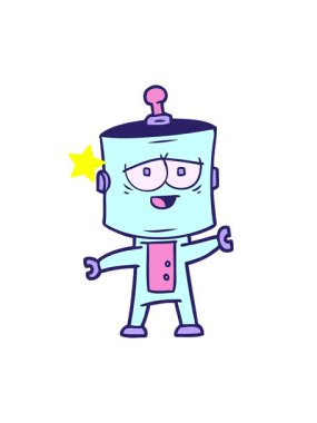 Parlayan yıldızlar çizgi film karakteri dizaynının animasyonunu etkiler.