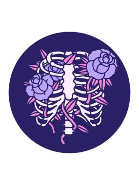 Kaburga kafesi ve çiçeklerin görüntüsü.