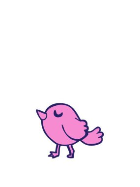 Parlak bir kuşun çizgi filminin animasyonunu genişletiyor